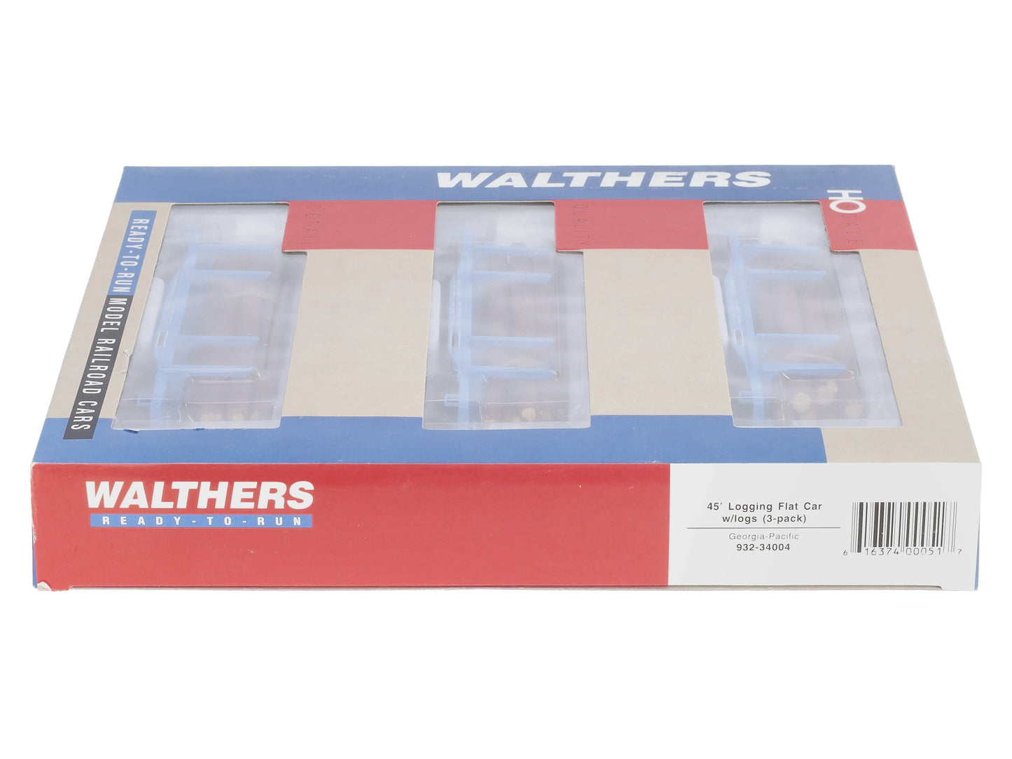 Walthers 932-34004 HO Georgia Pacific 45' Logging Flat Cars (Set of 3)