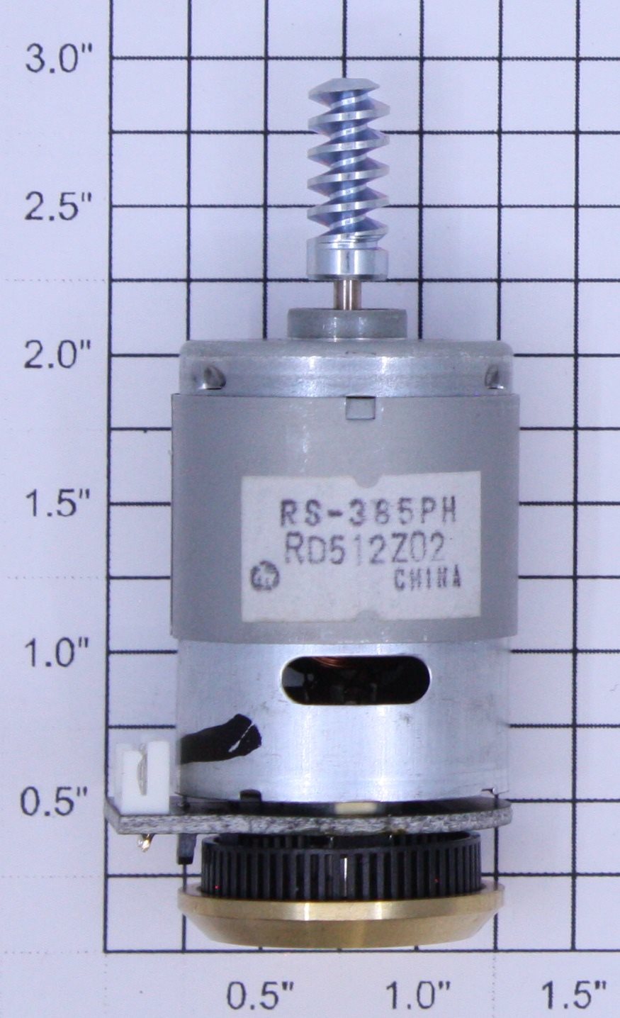 Acme RS-385PH 12 Volt DC Can Motor with Worm Gear and Flywheel