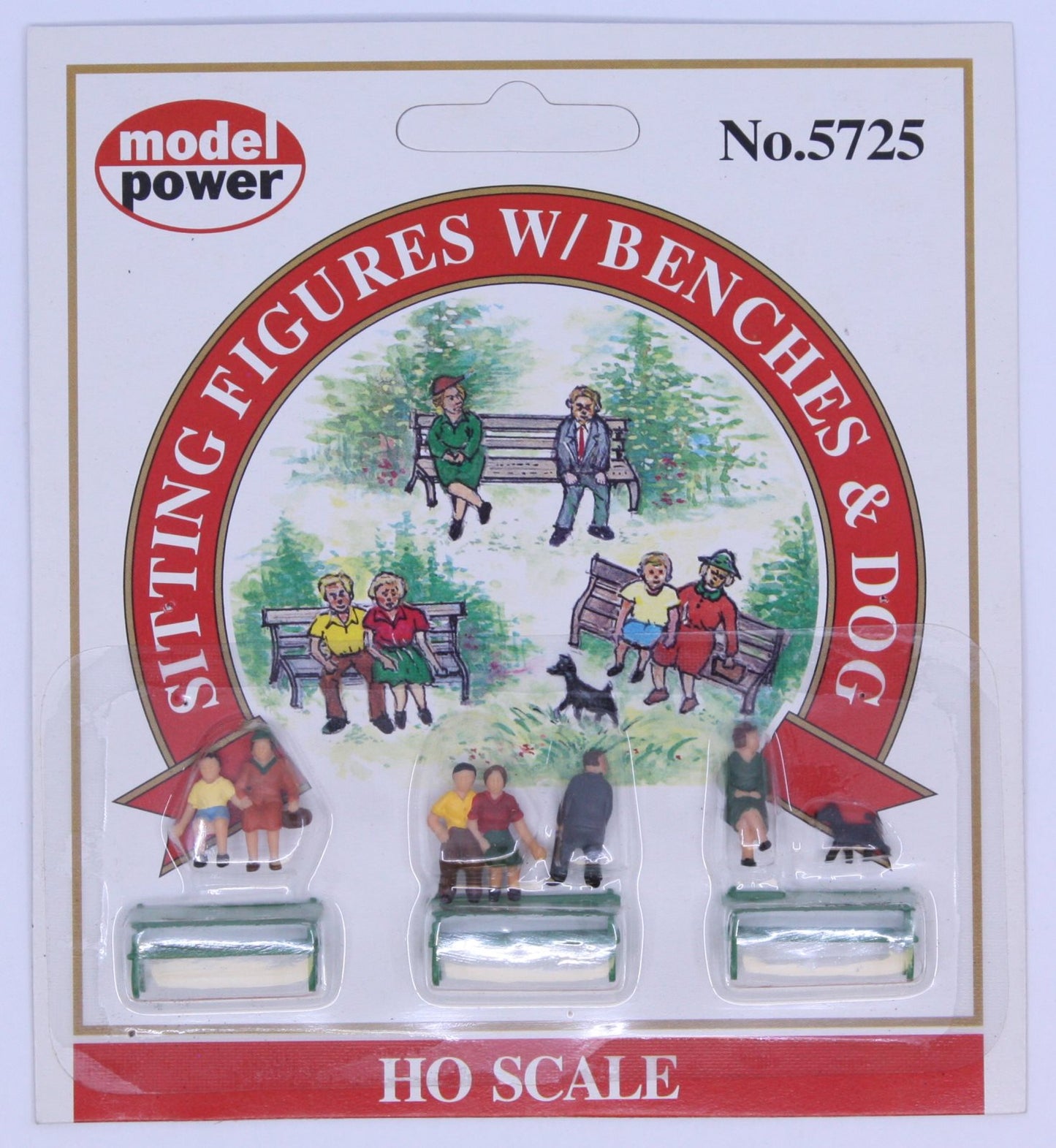 Model Power 5725 People Sitting on A Bench with A Dog Figures (Set of 6)