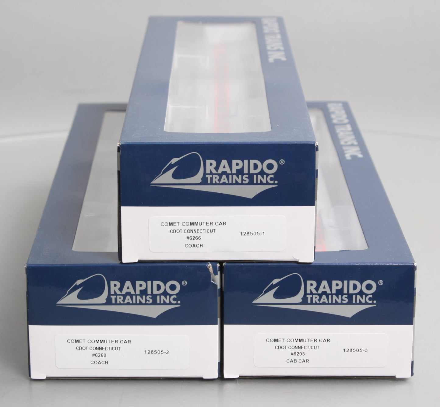 Rapido Trains 128505 HO Comet Commuter Car Set: #6260, #6266, #6203