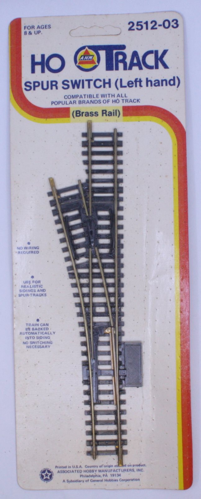 AHM 2512-03 HO Track Left Hand Spur Switchwith Brass Rail