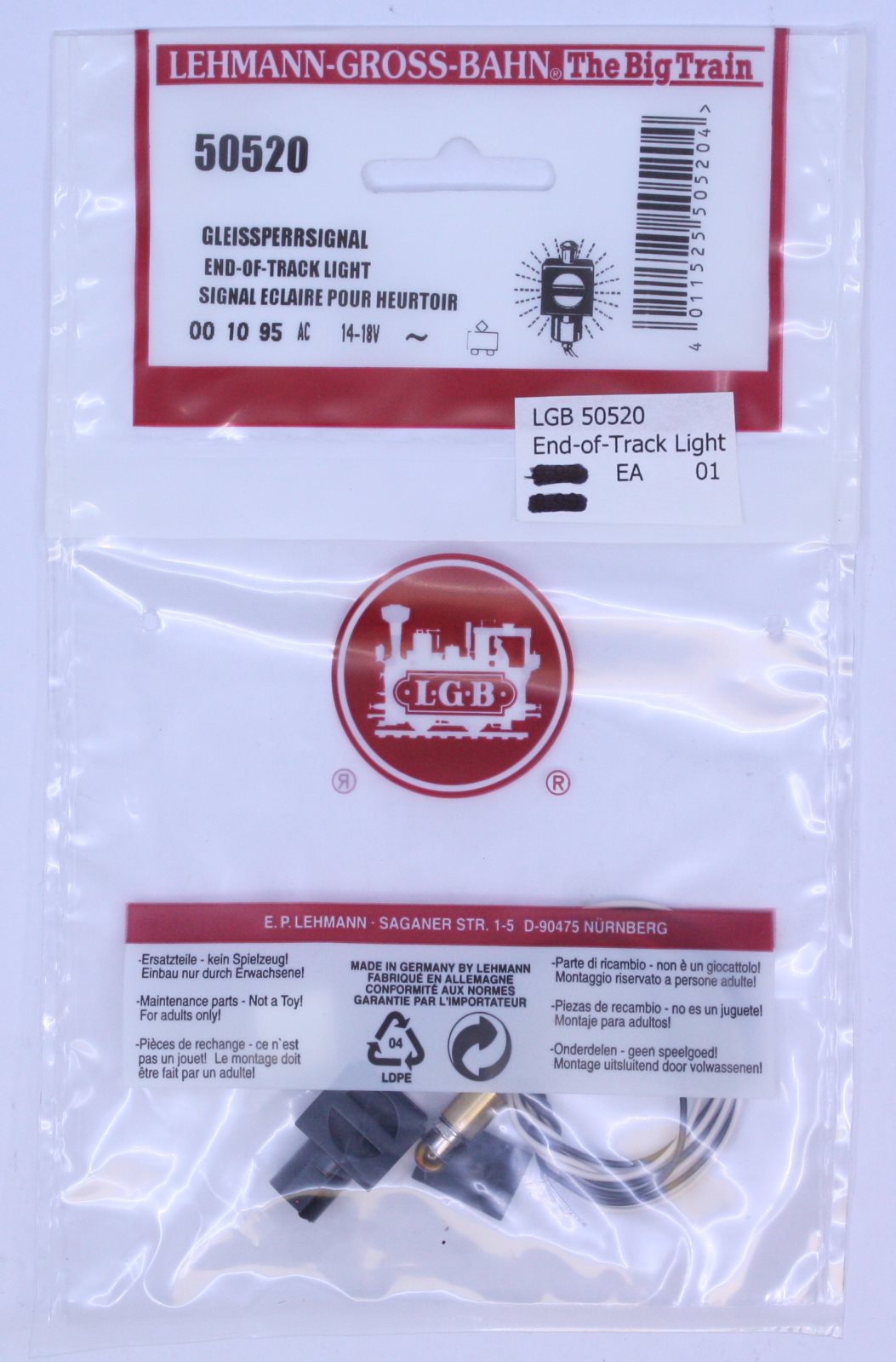 LGB 50520 End of Track Bumper Light 14 - 18 V