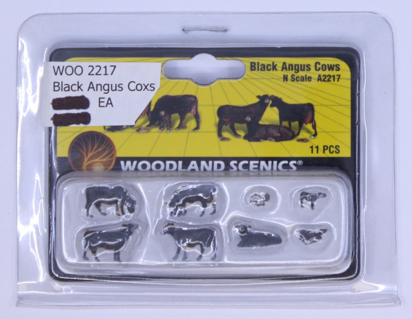 Woodland Scenics A2217 N Scenic Accents Black Angus Cow Figures (Set of 11)