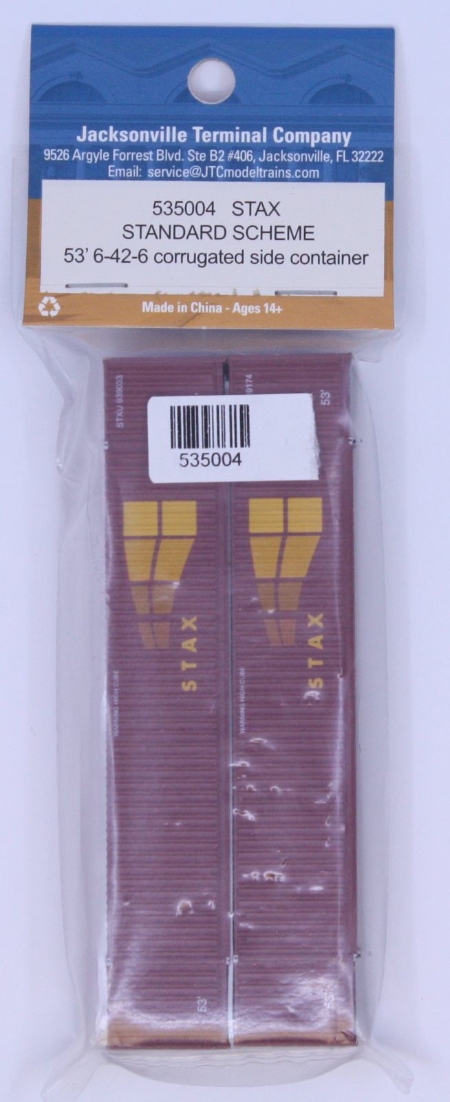 JTC Model Trains 535004 N STAX 53' High Cube 6-42-6 Container w/Magnetic System