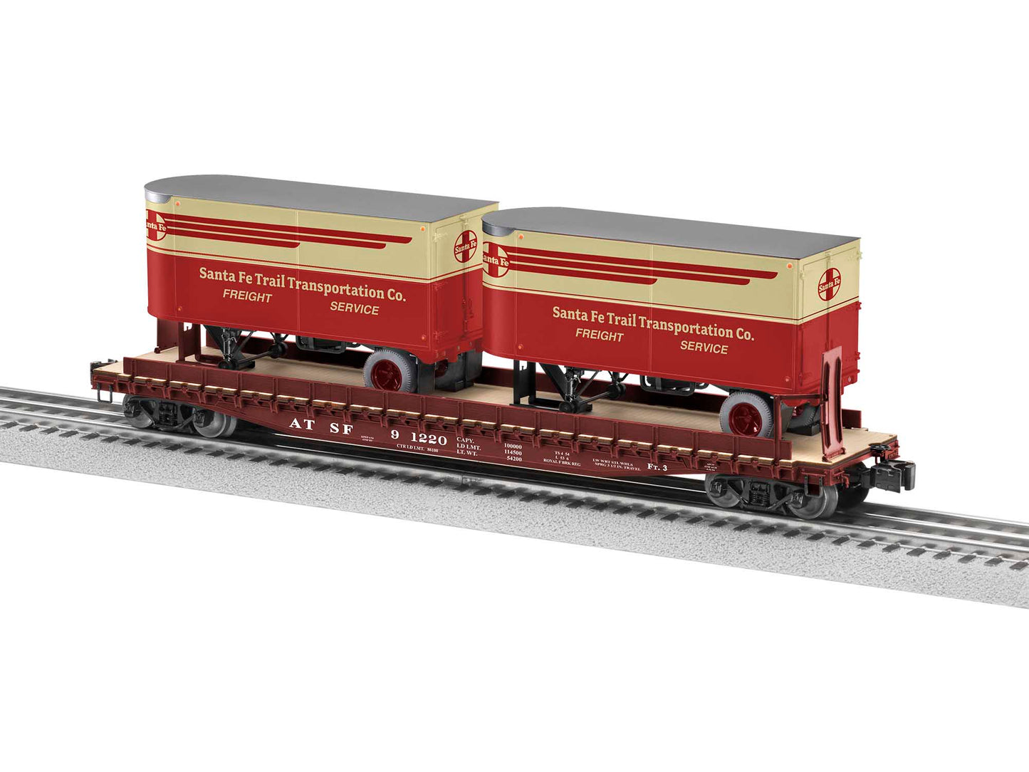 Lionel 2026612 O Santa Fe 50' Flat Car with 20' Trailers #91220