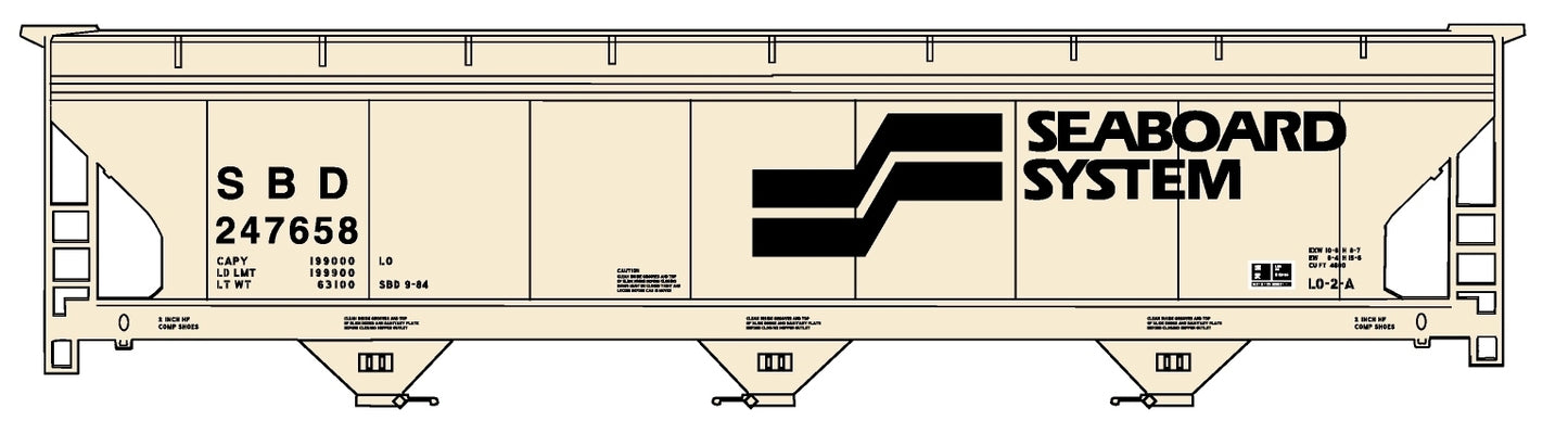 Accurail 20271 HO Seaboard System ACF 3-Bay Covered Hopper Kit