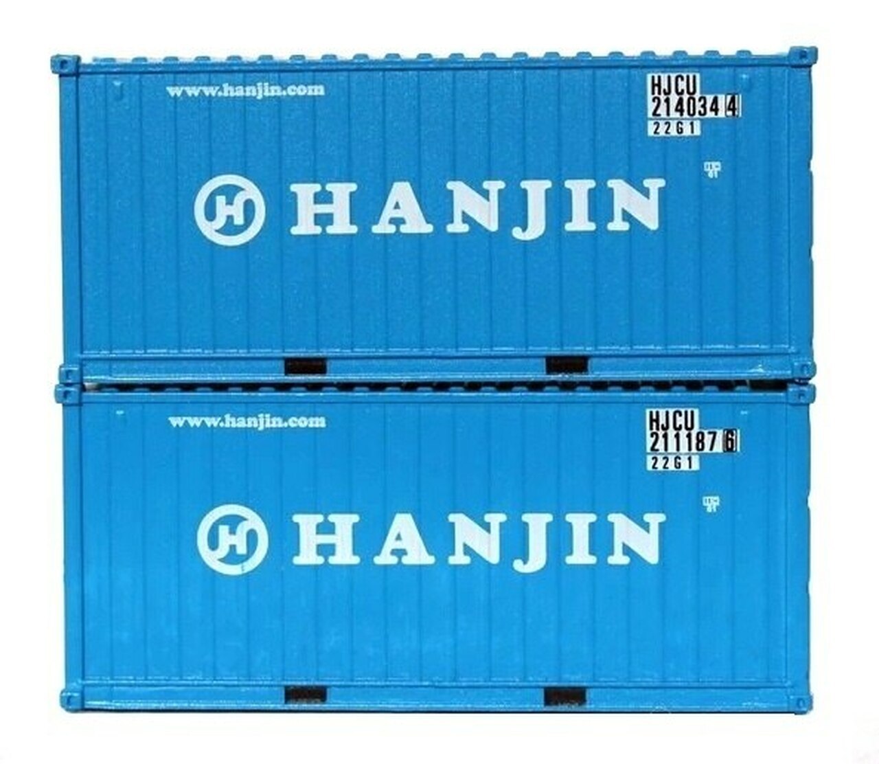 JTC Model Trains 205367 N Hanjin 20' Standard Height Container (Pack of 2)
