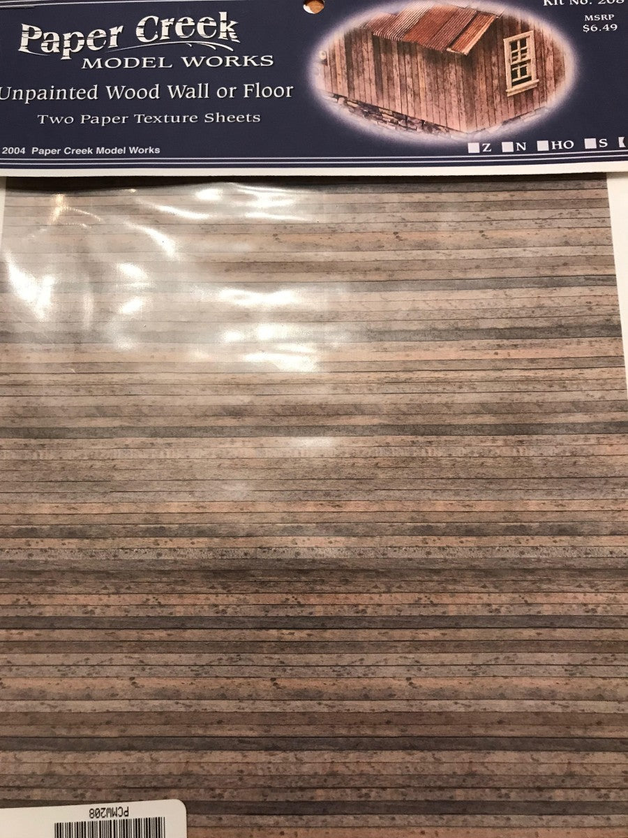Paper Creek Model Works 208 O Scale Unpainted Wood Wall or Floor (Pack of 2)
