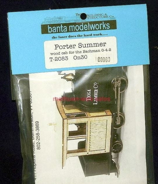 Banta T-2083 On30 Porter Summer Wood Cab for Bachmann 0-4-2