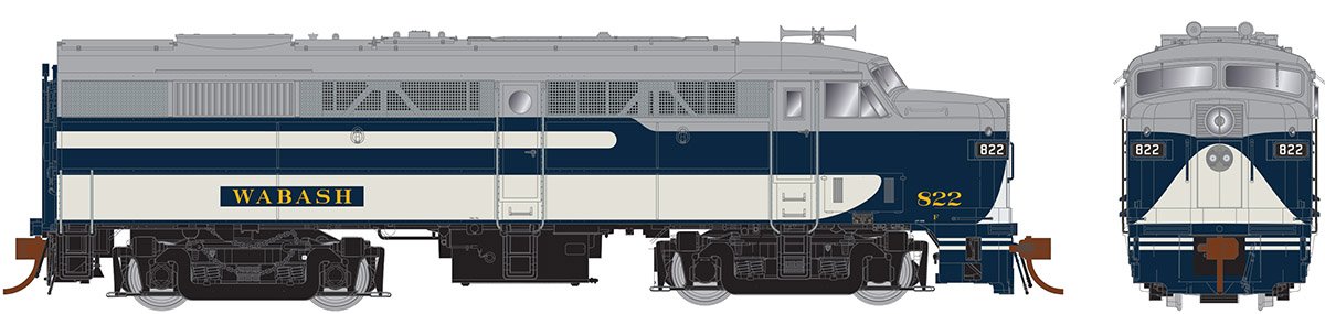 Rapido Trains 21595 HO Wabash FA-2 Diesel Locomotive with DCC/Sound #822