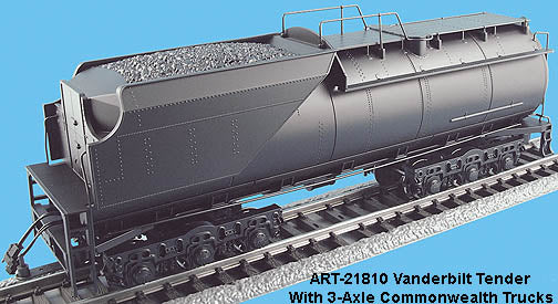 Aristo-Craft 21810 G Scale Unlettered/Undecorated Black 6 Axle Vanderbilt Tender