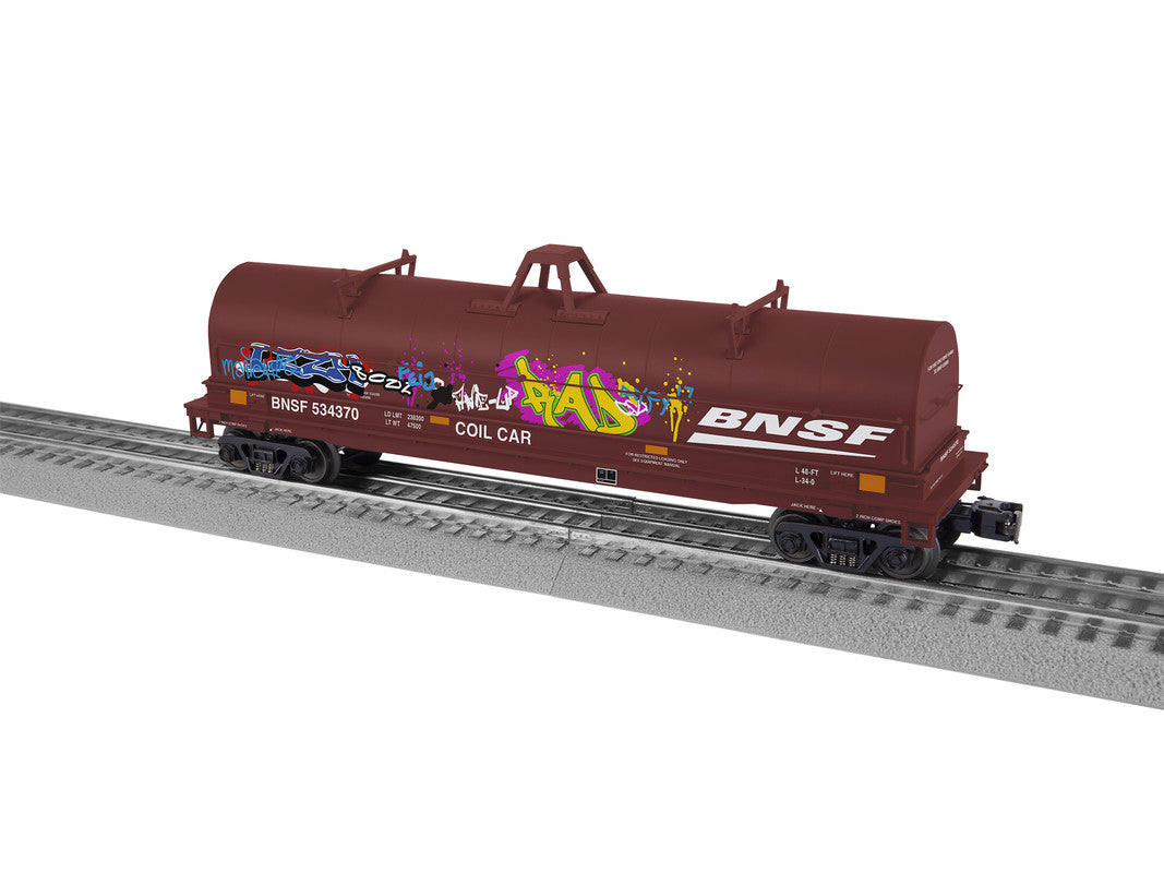Lionel 2226520 O Burlington Northern Santa Fe Coil Car w/ Graffiti #534370