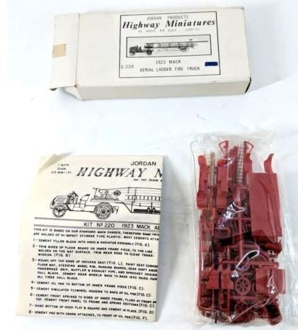 Jordan Products C-220 HO Highway Miniatures Aeria Ladder Fire Truck