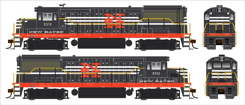 Bowser 25151 HO New Haven GE U25B Diesel Locomotive - Standard DC #2513