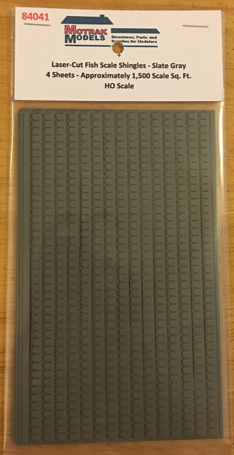 Motrak Models 84041 HO Laser Cut Fish Shingles - Slate Gray (Pack of 4)