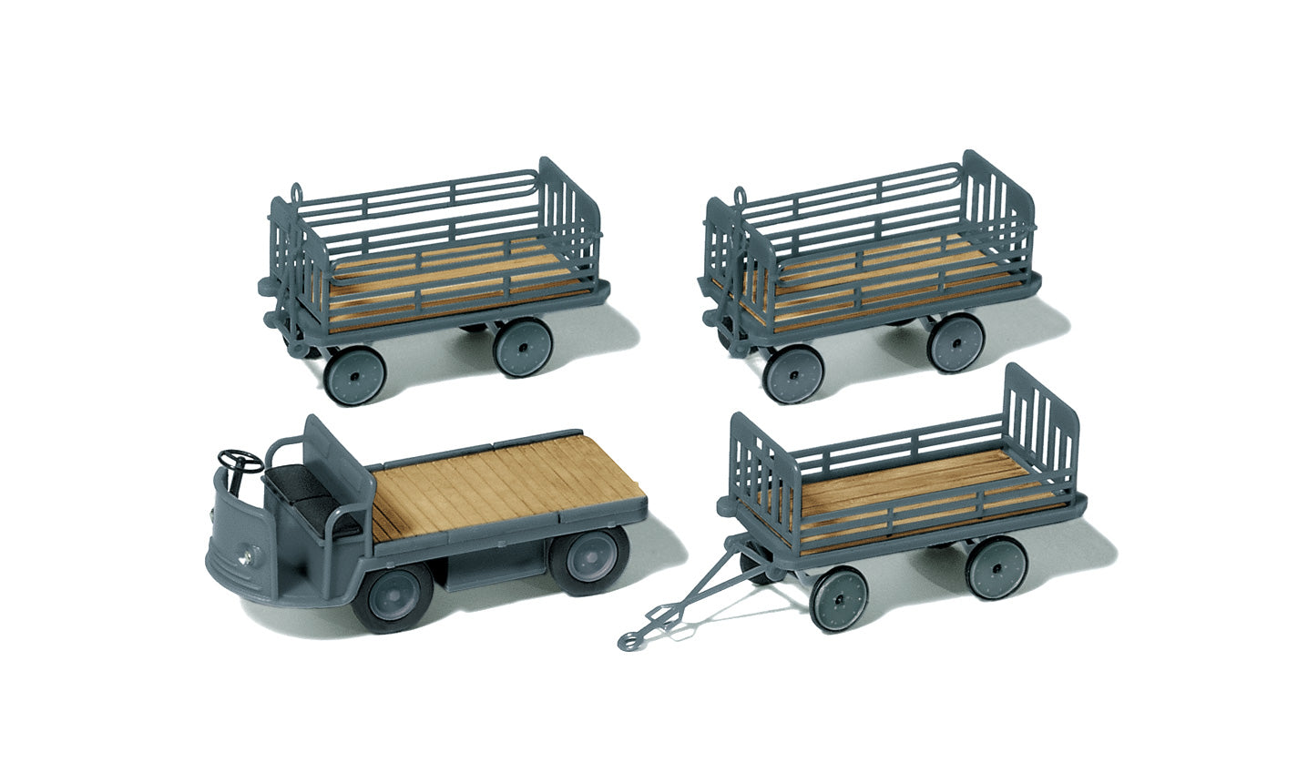 Preiser 17122 HO German Railways Electric Vehicle W/3 Trailors Kit (Set of 4)