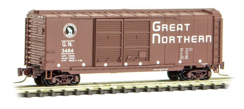 Micro-Trains 50100250 Z Great Northern 40' Double Door Box Car #3484