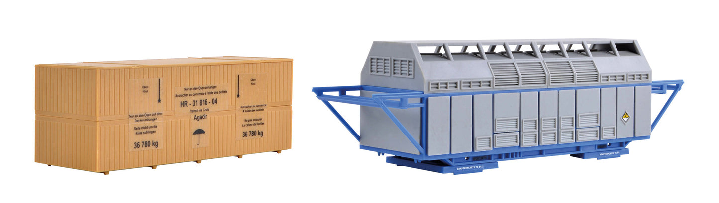 Kibri 16511 HO Nuclear Waste Freight Container and Wooden Crate