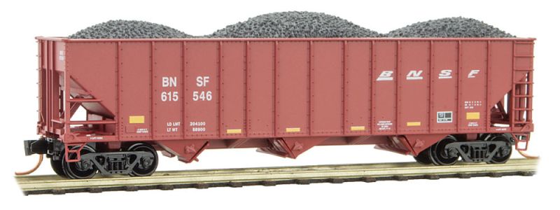 Micro-Trains 10800371 N BNSF 100 Ton 3 Bay Open Hopper w/Coal Load #615546