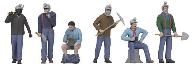 MTH 30-11058 O RailKing Miners Figure Set (Set of 6)