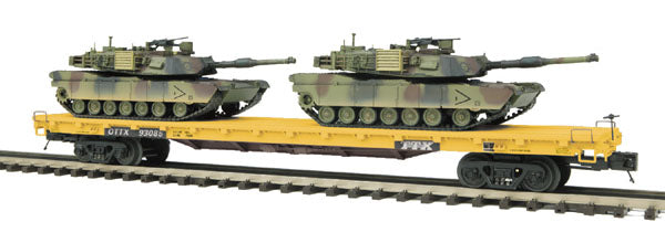 MTH 20-98603 TTX 60' Flat Car with 2M1A Abrams Tanks