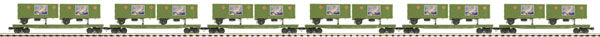 MTH 20-90388 O Railway Express Agency Flat Car w/2 PUP Trailers Set (Set of 6)