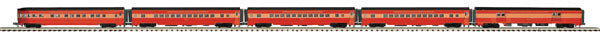 MTH 20-65121 O SP 70' Streamlined Ribbed Sided Passenger Car Set (Set of 5)