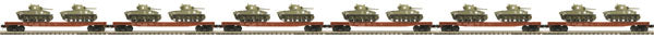 MTH 20-90429 O Pennsylvania 60’ Flat Car Set w/Sherman Tank Loads (Set of 6)