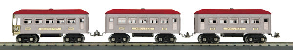 MTH 10-8502 O Silver & Red 600 Series Passenger Car Set (Set of 3)