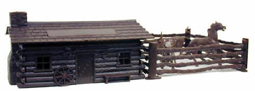 Model Power 6100 O Scale Log Cabin Kit w/ Corral & Animals Building Kit
