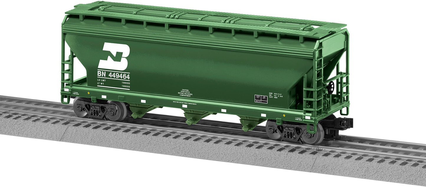 Lionel 318080 O Burlington & Northern ACF 3-Bay Covered Hopper (Set of 6)