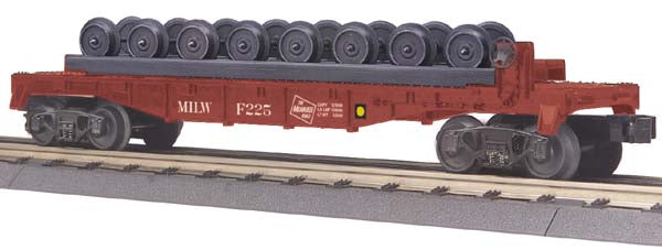 MTH 30-76367 O Gauge Milwaukee Road Flat Car #F225 with Wheel Set