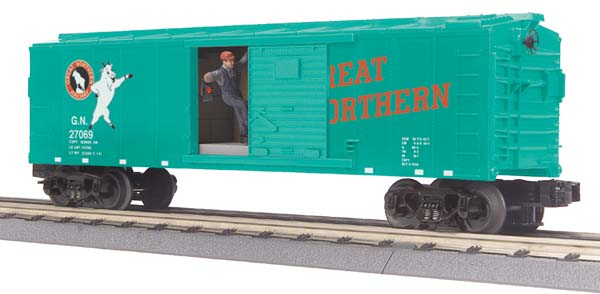 MTH 30-79258 GN Operating Boxcar w/Signal Man