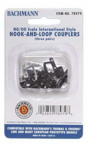 Bachmann 78979 HO/OO International-Style Hooks&Loop Couplers (3 Pairs of 2)