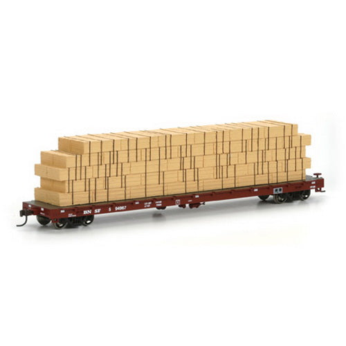 Athearn 81939 HO Burlington Northern Santa Fe 60' Flat w/Lumber Load #594967