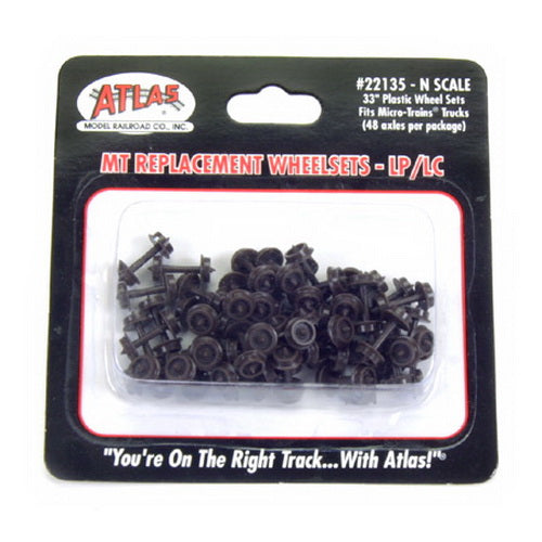 Atlas 22135 N 33'' Low Profile Replacement Plastic Wheelsets (Pack of 48)