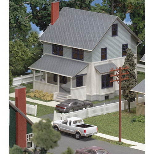 Atlas 611-1 HO Built-up Kate's Colonial Home, Blue/White