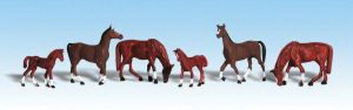 Woodland Scenics A1842 HO Scenic Accents Chestnut Horses Figures (Set of 6)