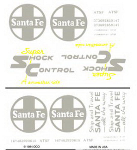 Woodland Scenics DT605 Santa Fe Box Cars Dry Transfer Decals