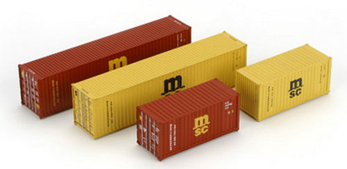 Athearn 27898 HO Mediterranean Shipping RTR 20''&40'' Containers MSC (Set of 4)