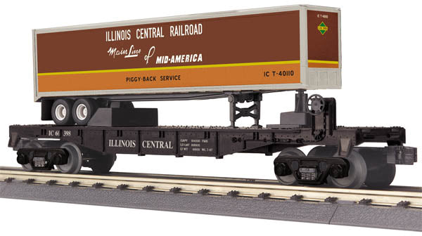 MTH 30-76398 FLAT CAR W/TRAILER ILLINOIS CENTRAL