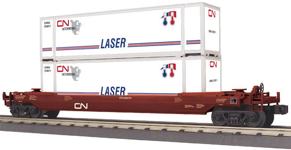 MTH 30-76412 O Gauge Canadian National Husky Stack Car w/Containers