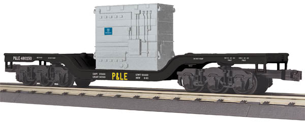MTH 30-76424 O P&LE Depressed Center Flatcar w/ Transformer Load #480250