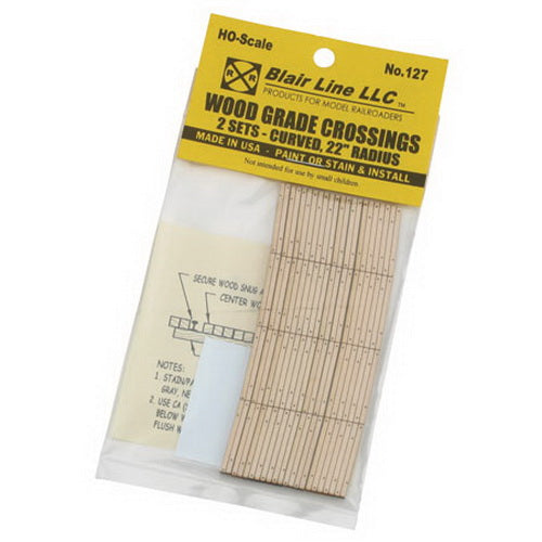 Blair Line 127 HO 21"-23" Radius Laser-Cut Curvd Wood Grade Crossing (Pack of 2)