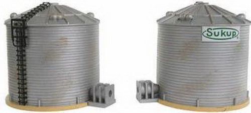 Imex 6146 HO Perma-Scene Sukup Grain Storage Towers #2 Built Up (Pack of 2)