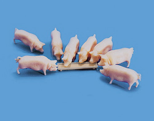 Modelscene 5108 HO Pigs & Trough Figures (Set of 8)