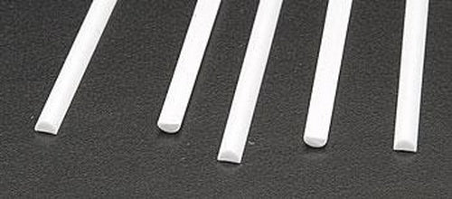 Plastruct 90884 .125" x 10" x .062" Half-Round Styrene Rod (Pack of 5)