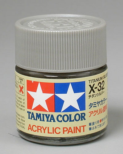 Tamiya 81032 X-32 Titanium Silver Acrylic Paint - 23 ml Bottle