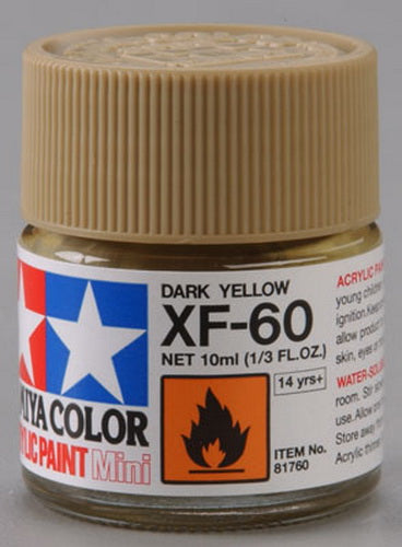 Tamiya 81760 XF-60 Dark Yellow Acrylic Mini Paint 10 ml Bottle