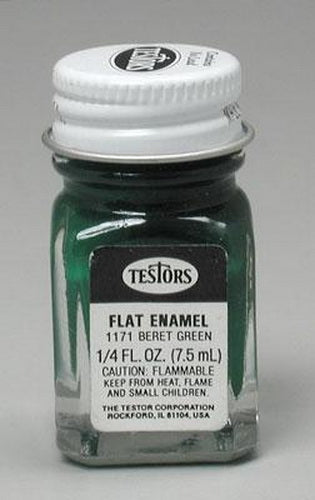 Testors Enamel Paint - Flat - Beret Green 1/4 oz.